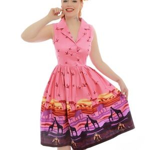 Lindy Bop Vintage Style Retro Pink Swing Dress